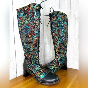 NEW L'Artiste by Spring Step Rarity Floral Jacquard Tall Boot EU 44 US 12.5